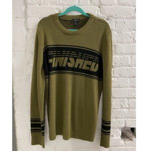 New Look Men Khaki Finished Stripe Crew Neck Pullover Jumper Sweater Size Large